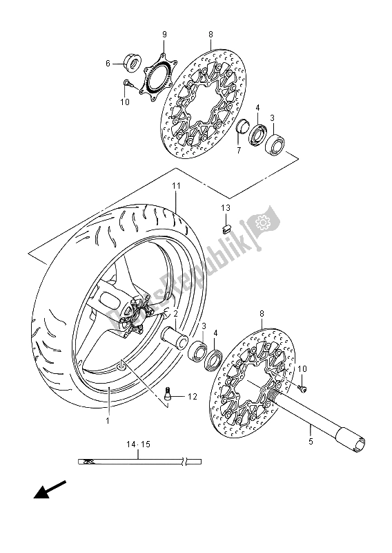 Toutes les pièces pour le Roue Avant du Suzuki GSX R 1000A 2015