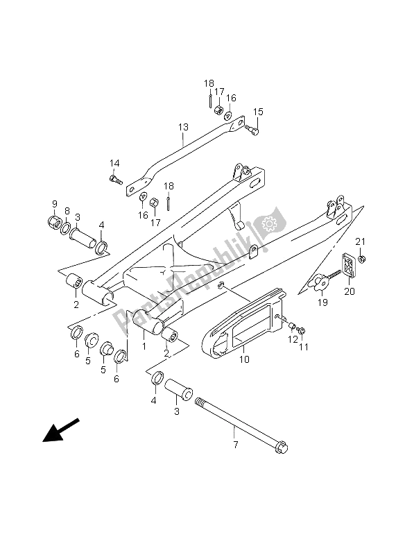 Todas las partes para Brazo Oscilante Trasero de Suzuki GZ 250 Marauder 2004