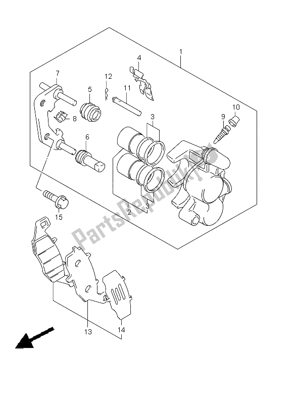 All parts for the Front Caliper (sv65-u-s-su) of the Suzuki SV 650 Nsnasa 2009