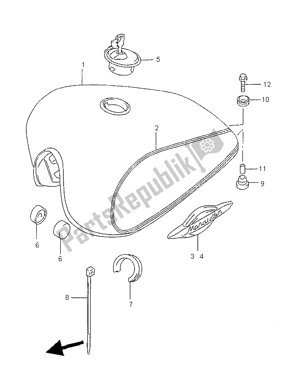 Tutte le parti per il Serbatoio Di Carburante del Suzuki GZ 125 Marauder 1999