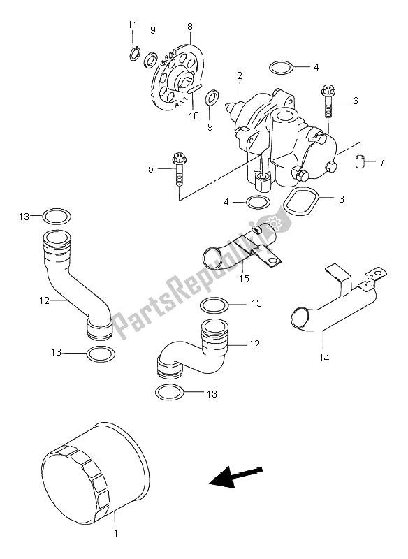 Todas as partes de Bomba De óleo do Suzuki GSX 750 2000