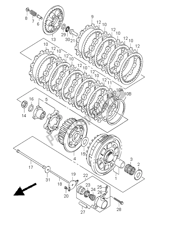 All parts for the Clutch of the Suzuki GSX 1400 2002