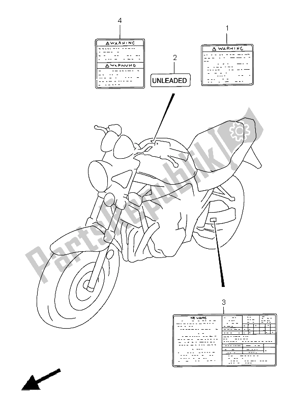 All parts for the Label of the Suzuki GSF 1200 NS Bandit 1996