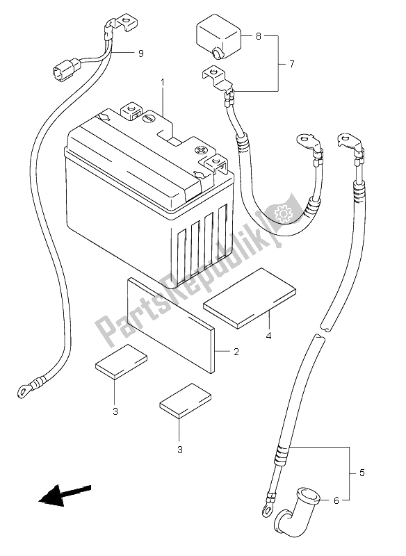 All parts for the Battery of the Suzuki SV 650 NS 2002