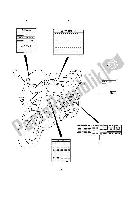 Toutes les pièces pour le étiquette (gsx1250fa E21) du Suzuki GSX 1250 FA 2012