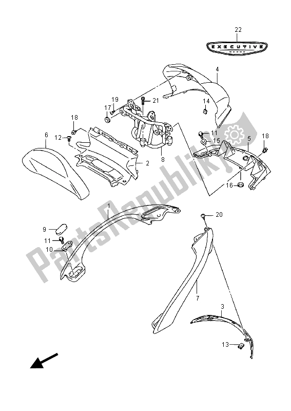 All parts for the Pillion Rider Handle (an650z) of the Suzuki AN 650Z Burgman Executive 2015