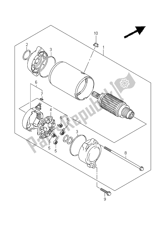 All parts for the Starting Motor of the Suzuki VZ 1500 Intruder 2009