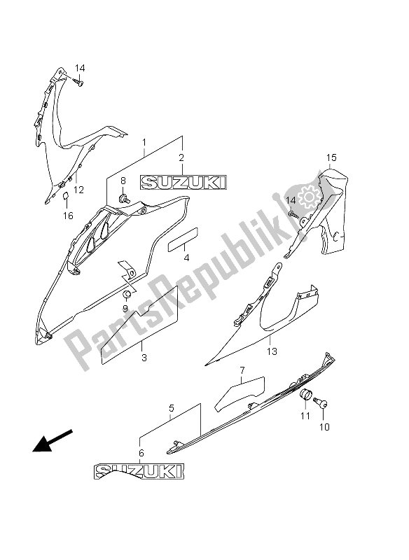 All parts for the Under Cowling of the Suzuki GSX R 1000 2012