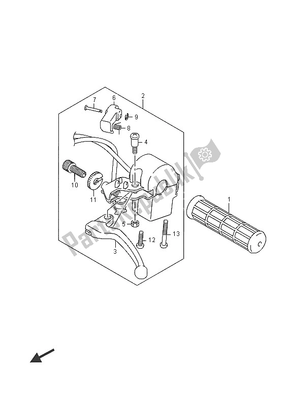 All parts for the Lh Handle Lever of the Suzuki LT Z 50 Quadsport 2016