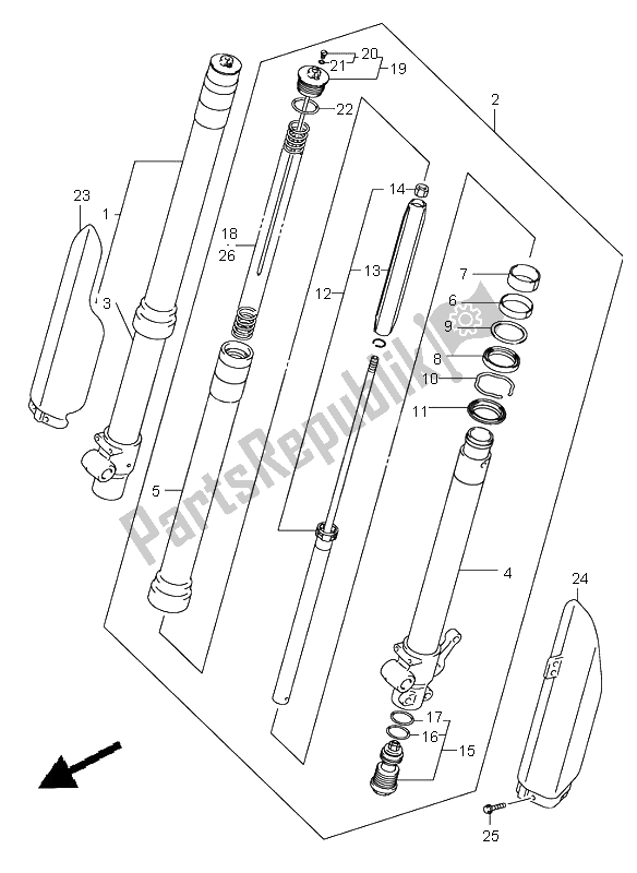 All parts for the Front Fork Damper of the Suzuki RM 85 SW LW 2005