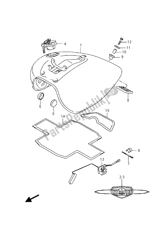 All parts for the Fuel Tank (vl800 E02) of the Suzuki VL 800 CT Intruder 2014