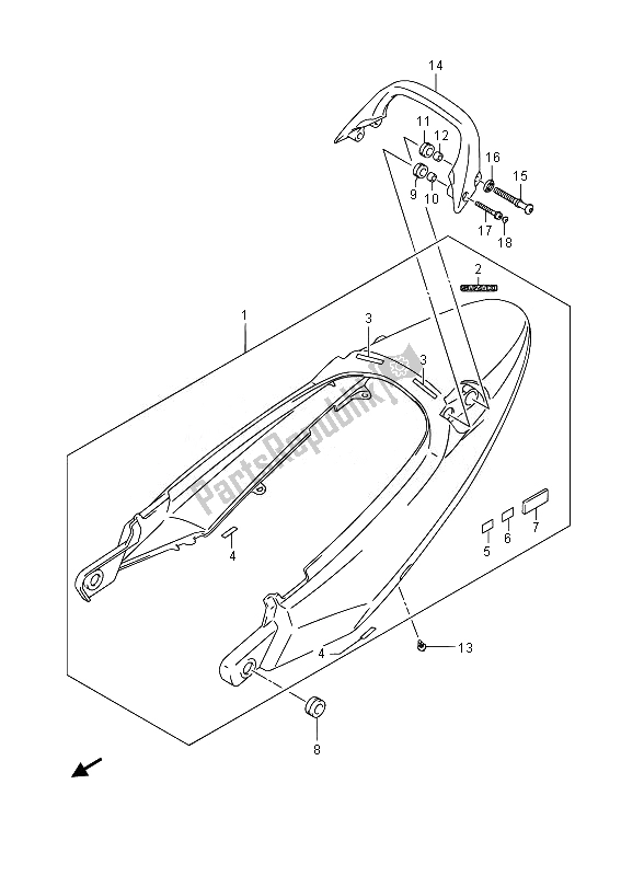 Todas las partes para Cubierta De La Cola Del Asiento de Suzuki GSF 1250 SA Bandit 2014