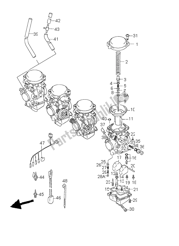 Todas as partes de Carburador do Suzuki GSX 750F 2000