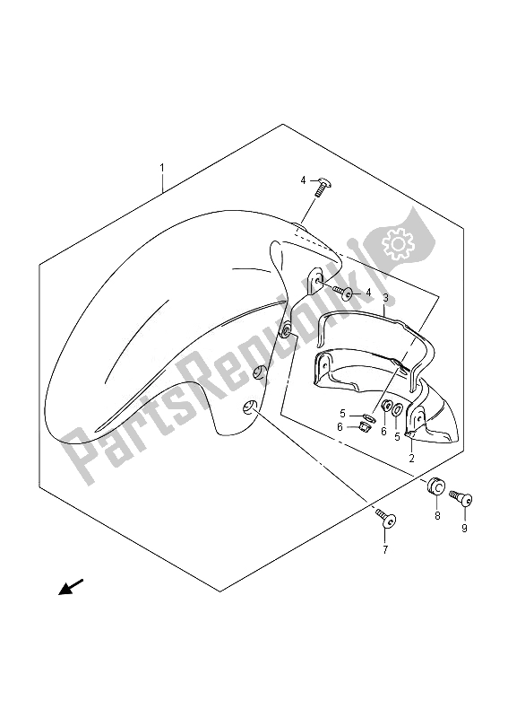 All parts for the Front Fender (gsx1300ra E02) of the Suzuki GSX 1300 RA Hayabusa 2014