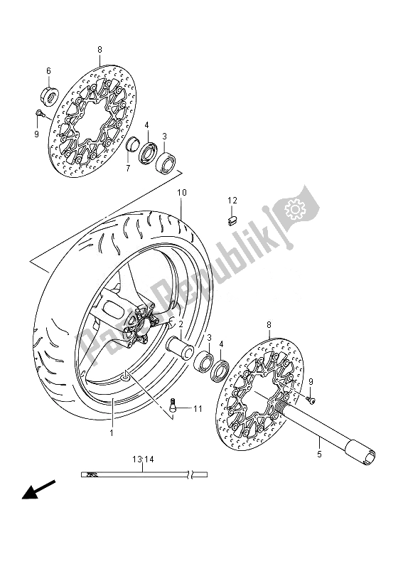 Todas las partes para Rueda Delantera de Suzuki GSX R 1000 2014