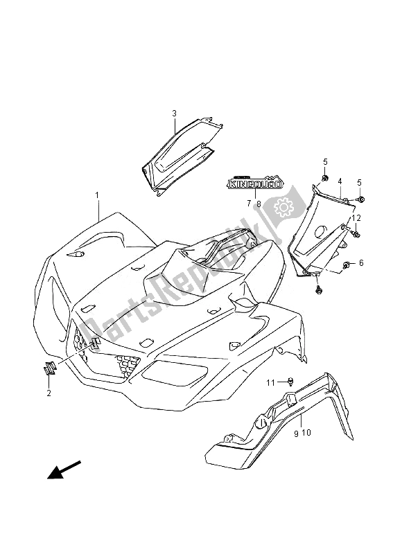 All parts for the Front Fender (lt-a400fz) of the Suzuki LT A 400 FZ Kingquad ASI 4X4 2014