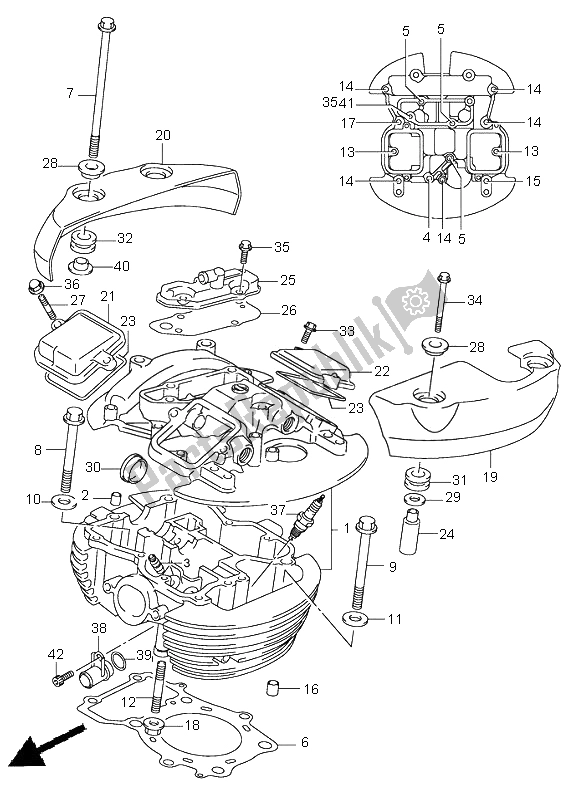 All parts for the Cylinder Head (rear) of the Suzuki VL 800 Volusia 2002