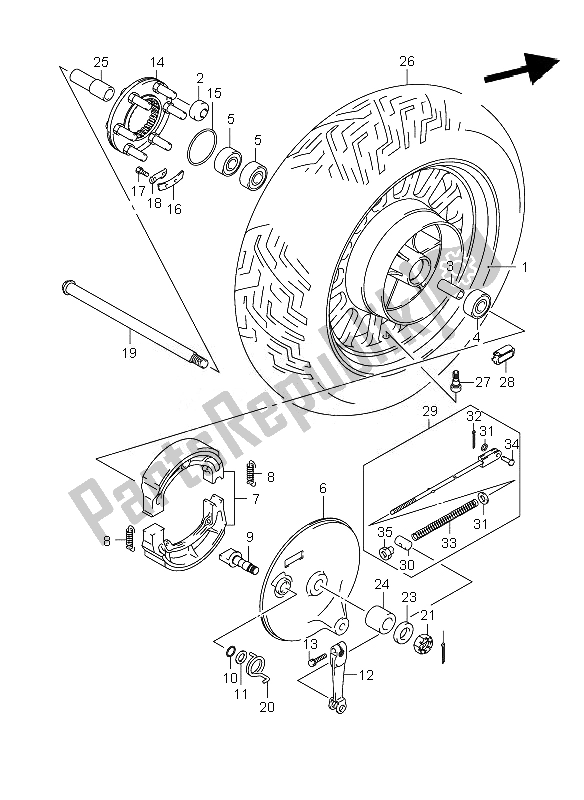 All parts for the Rear Wheel (vl800c-cue) of the Suzuki C 800 VL Intruder 2010