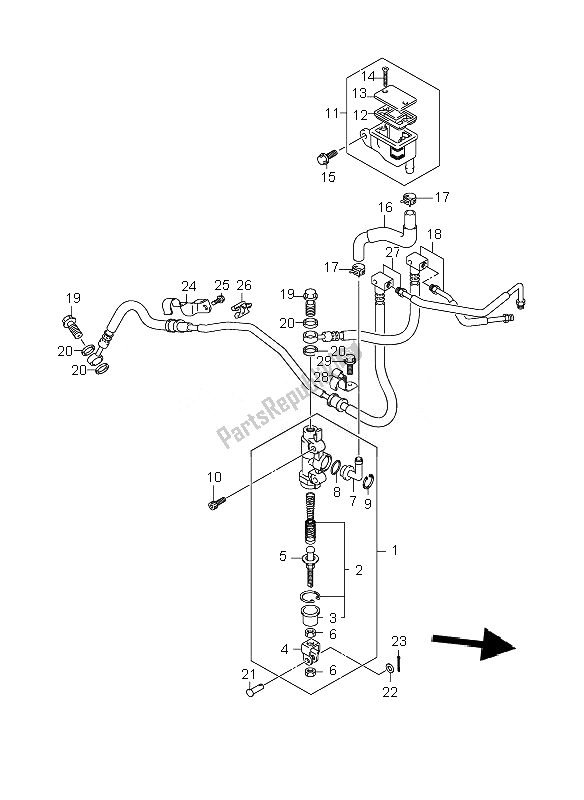 Toutes les pièces pour le Maître-cylindre Arrière (gsr600a-ua) du Suzuki GSR 600A 2007