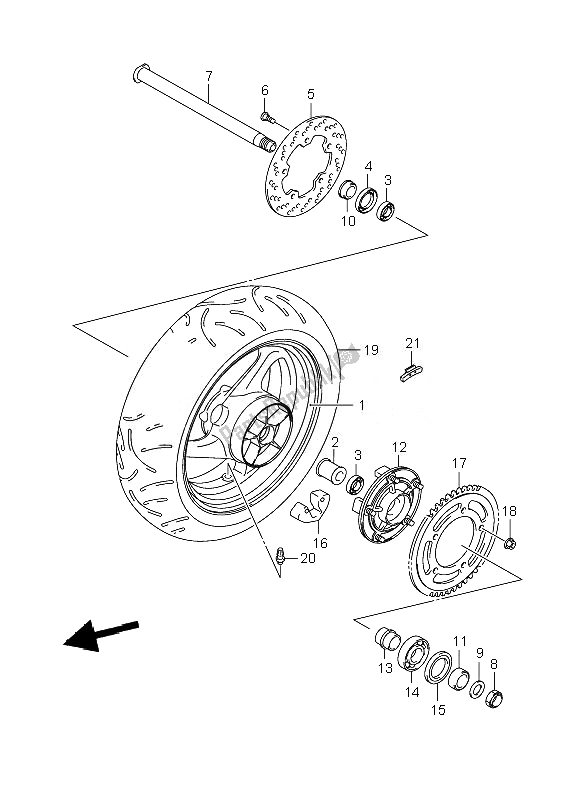 Tutte le parti per il Ruota Posteriore (gsr600-u) del Suzuki GSR 600A 2007