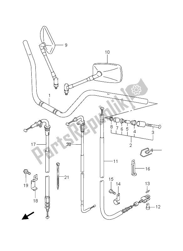 All parts for the Handlebar of the Suzuki GZ 125 Marauder 2006