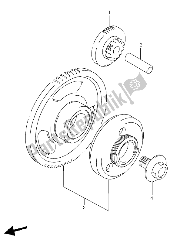 All parts for the Starter Clutch of the Suzuki GSF 600 NS Bandit 1998