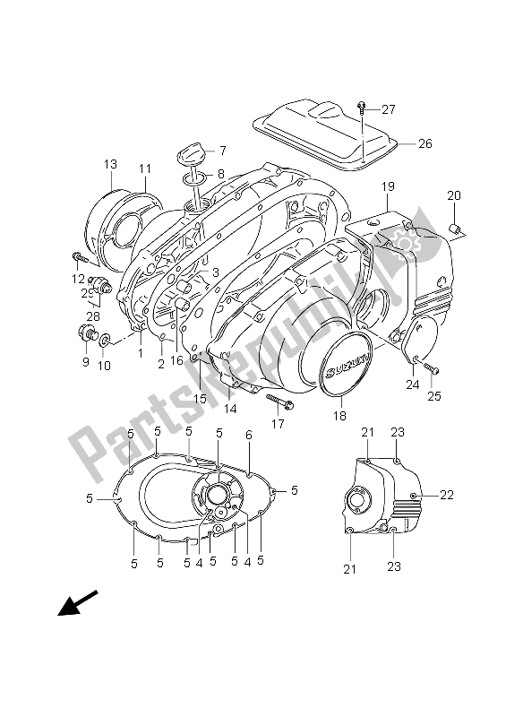 Wszystkie części do Pokrywa Skrzyni Korbowej Suzuki GS 500 2003