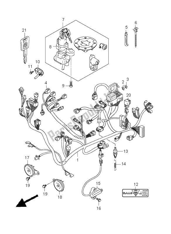 All parts for the Wiring Harness of the Suzuki GSX 1400 2005