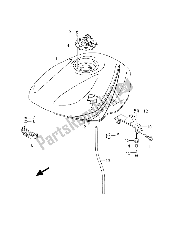 All parts for the Fuel Tank of the Suzuki GS 500 EF 2004