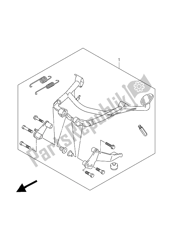 All parts for the Center Stand Set (optional) of the Suzuki DL 650A V Strom 2012