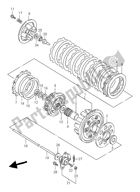 Todas as partes de Embreagem do Suzuki GSX 600F 2002