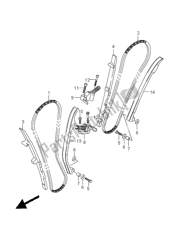 All parts for the Cam Chain of the Suzuki VZ 800 Marauder 2005