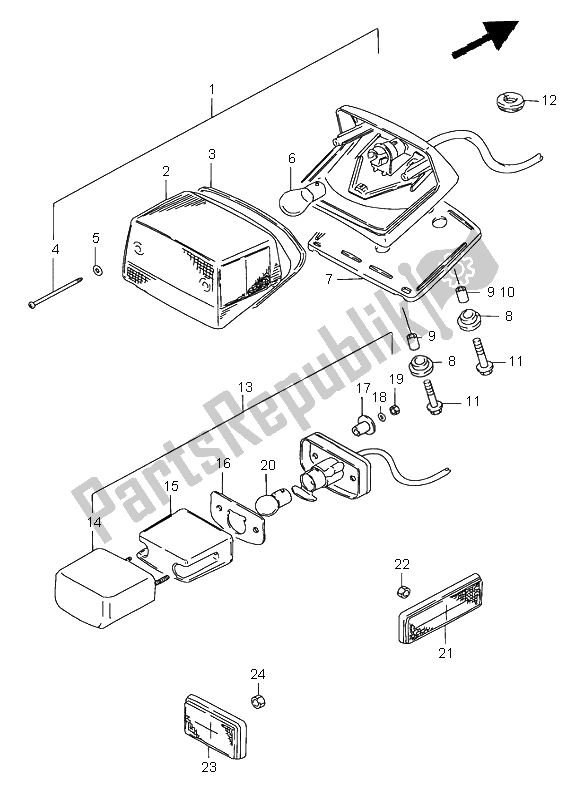 Toutes les pièces pour le Feu Arrière Combiné du Suzuki LS 650 Savage 1996