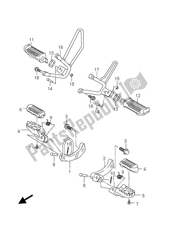 Tutte le parti per il Poggiapiedi del Suzuki DR 125 SM 2010