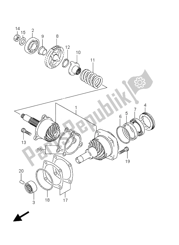 All parts for the Secondary Drive Gear of the Suzuki VZ 800 Intruder 2010