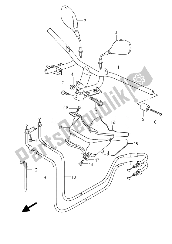 All parts for the Handlebar of the Suzuki UX 150 Sixteen 2010