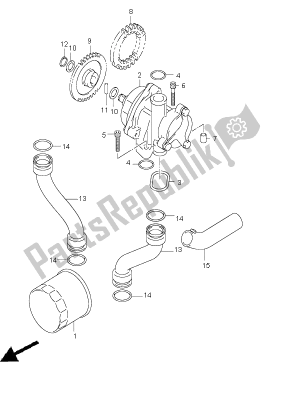 All parts for the Oil Pump of the Suzuki GSX 1400 2005