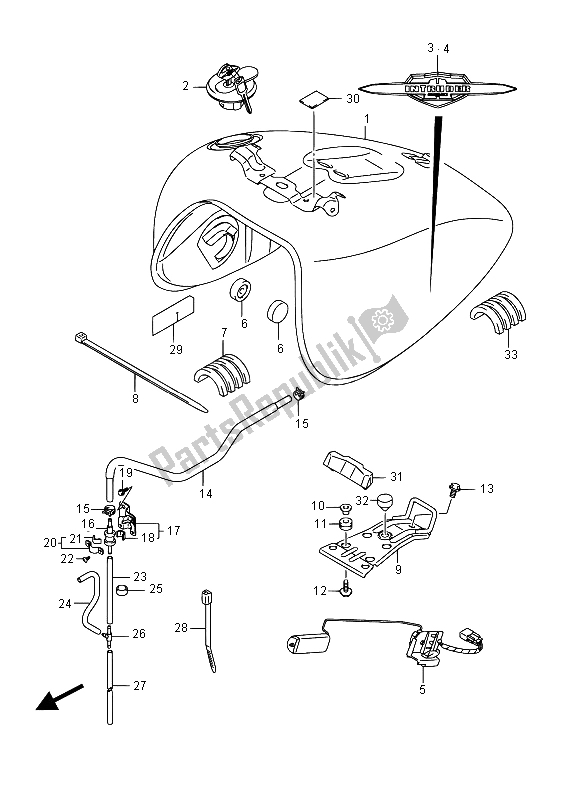 Alle onderdelen voor de Benzinetank van de Suzuki VL 1500 BT Intruder 2015