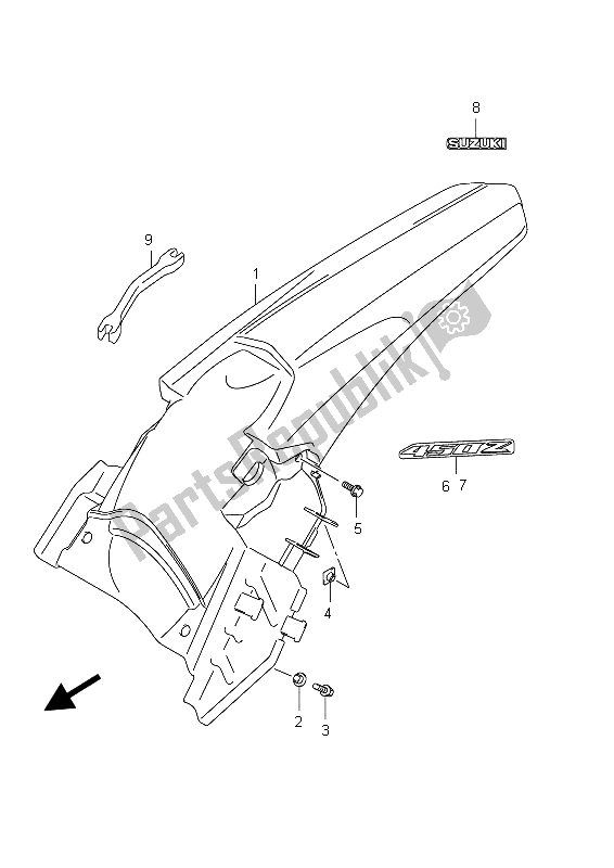 All parts for the Rear Fender of the Suzuki RMX 450Z 2012