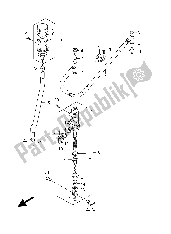 Tutte le parti per il Pompa Freno Posteriore del Suzuki DR 125 SM 2010