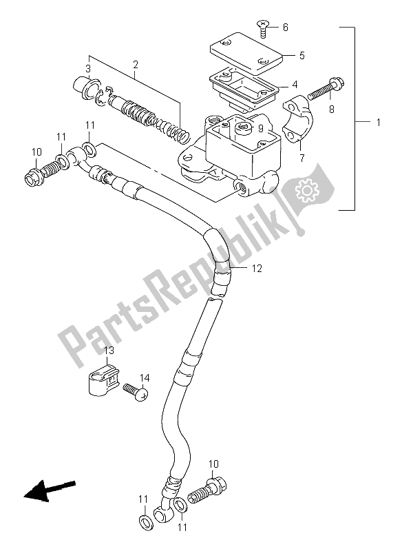 All parts for the Front Master Cylinder of the Suzuki DR 125 SE 2002