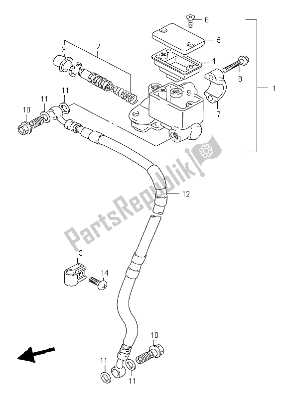 All parts for the Front Master Cylinder of the Suzuki DR 125 SE 2002