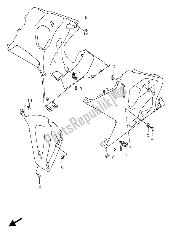 All parts for the Under Cowling Installation Parts of the Suzuki GSX R 600X 2005