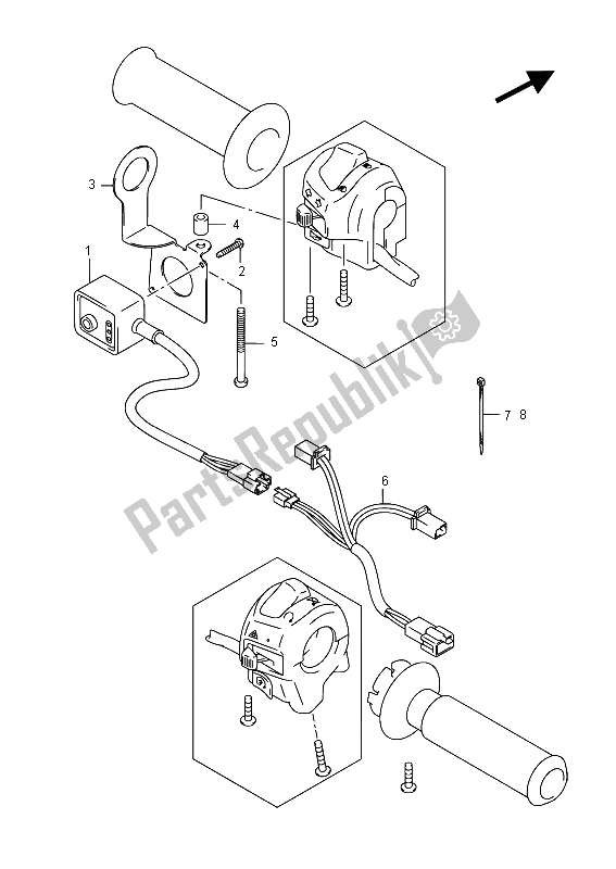 Alle onderdelen voor de Grip Heater (an400za E19) van de Suzuki Burgman AN 400 AZA 2015