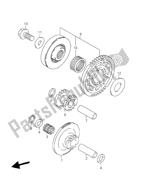 All parts for the Starter Clutch of the Suzuki GSR 600A 2009