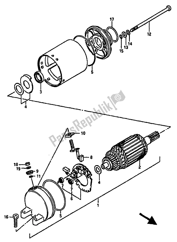 Toutes les pièces pour le Demarreur du Suzuki GSX R 750 1985