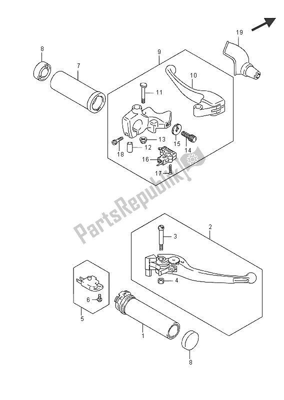 All parts for the Handle Lever (vzr1800bz E02) of the Suzuki VZR 1800 BZ M Intruder 2016