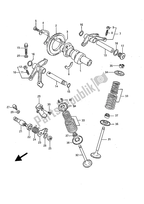 All parts for the Camshaft & Valve of the Suzuki LS 650 FP Savage 1986