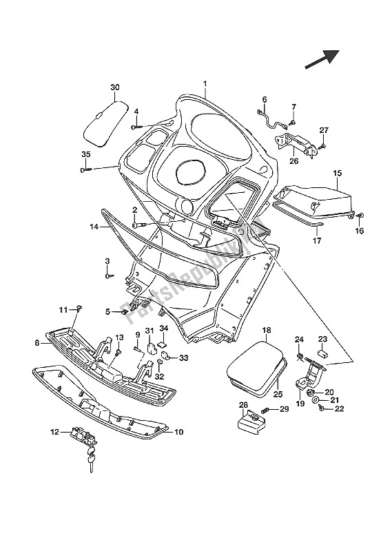 Tutte le parti per il Scatola Frontale del Suzuki UH 125A Burgman 2016