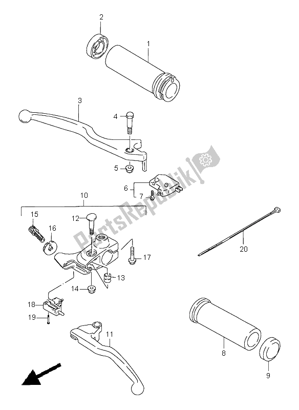 Tutte le parti per il Leva Della Maniglia del Suzuki LS 650 Savage 2003